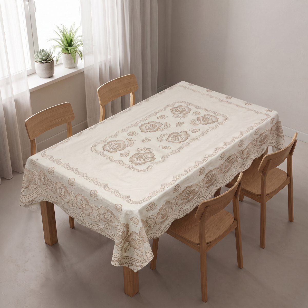 Скатерть Ажурная Rosalin прям.120х150см сепия (рулон)