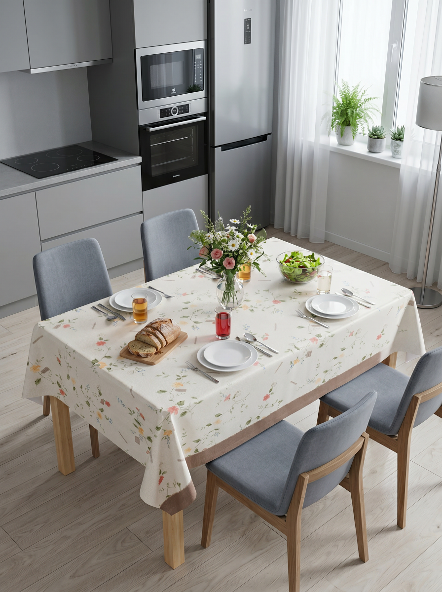 Клеенка Алегра,140 см, Кремовые цветы, SR6056-1