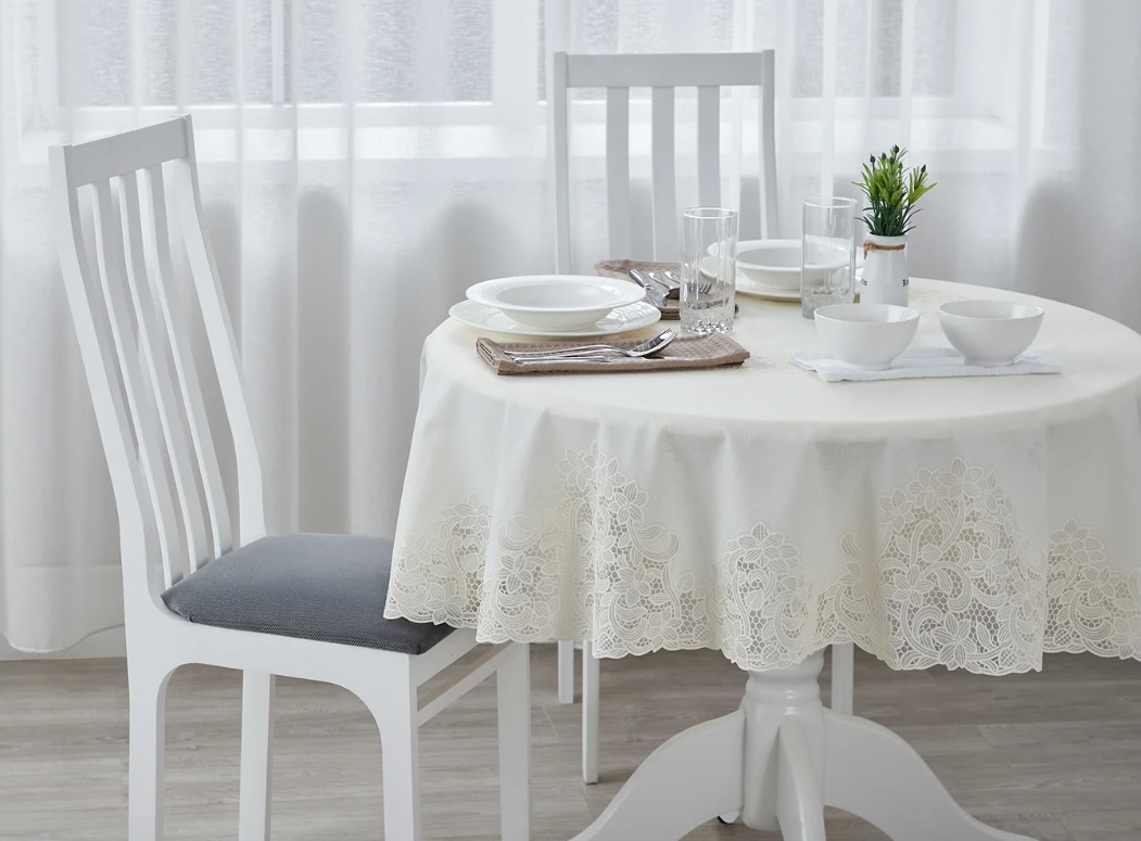 Скатерть Ажурная Bloom круг. д.160 см сепия